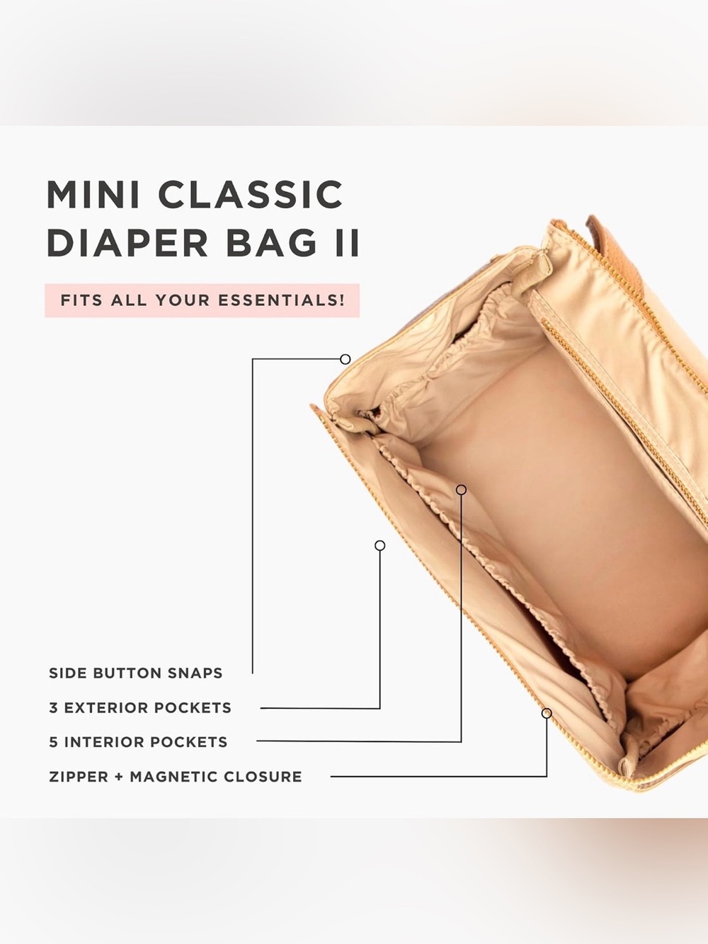 Freshly Picked Mini Classic Diaper Bag II in Blonde